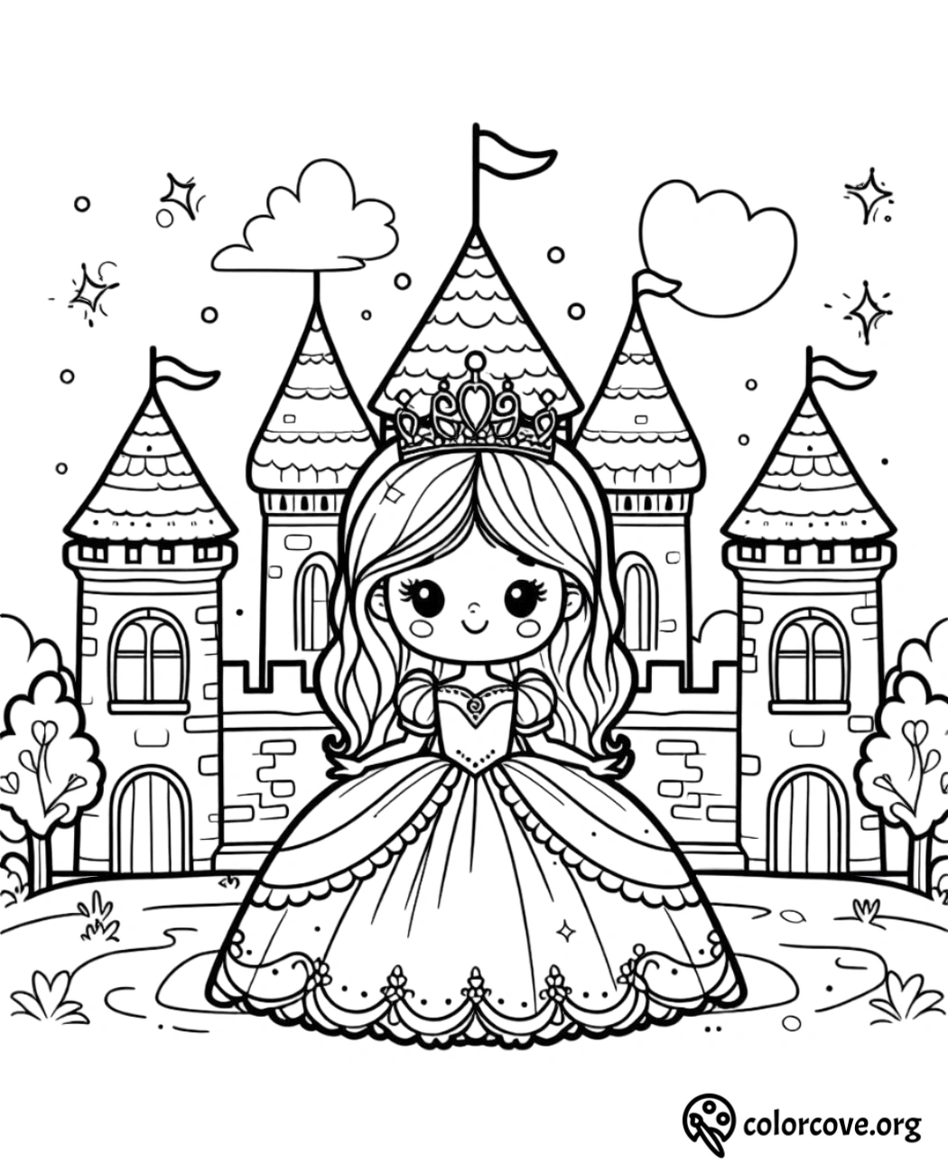 Cute Princess Coloring Pages Free Printable (10)