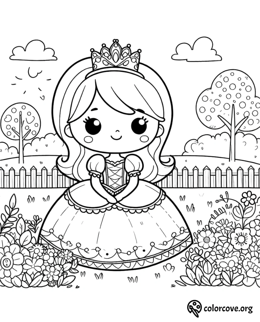 Cute Princess Coloring Pages Free Printable (12)