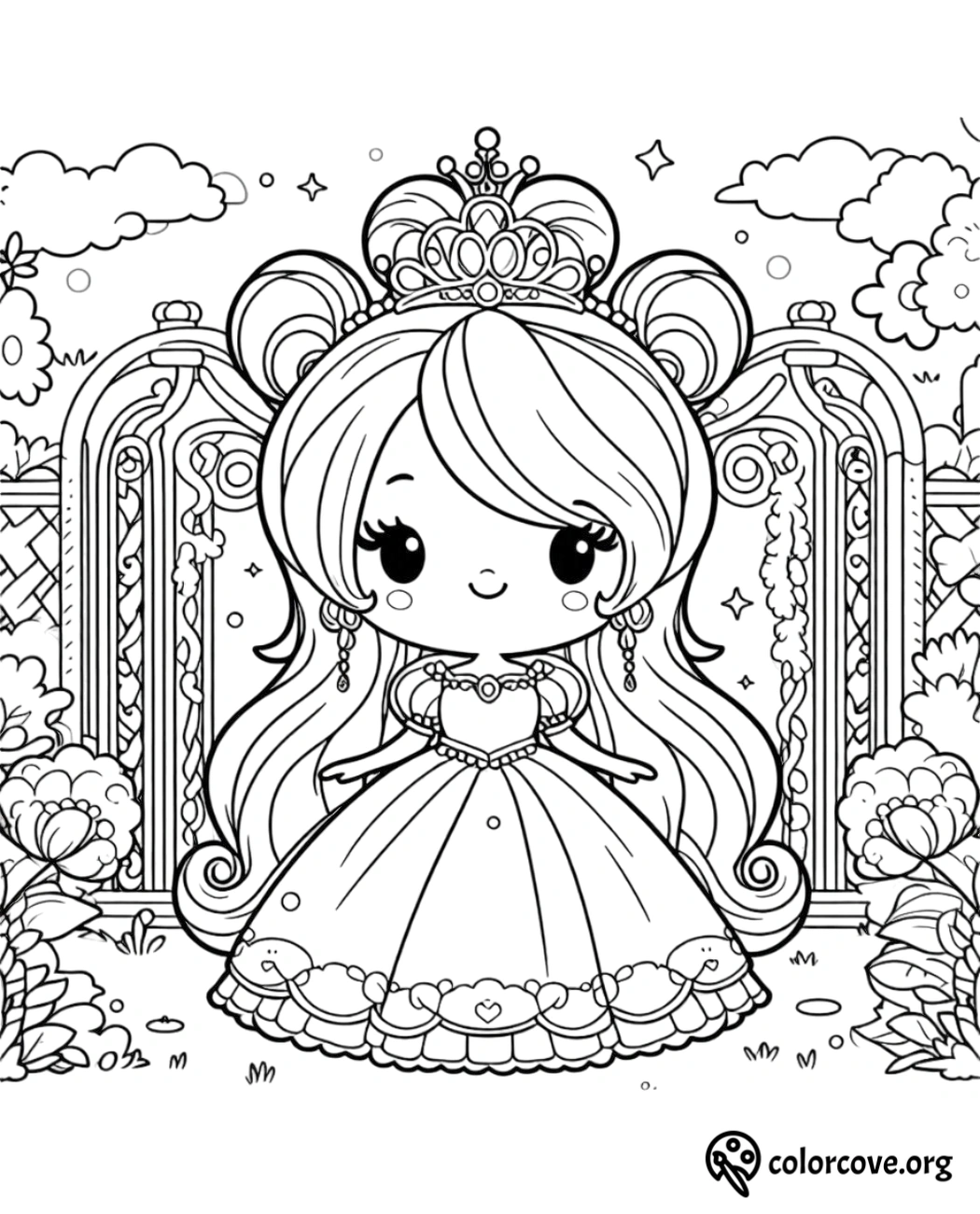 Cute Princess Coloring Pages Free Printable (13)