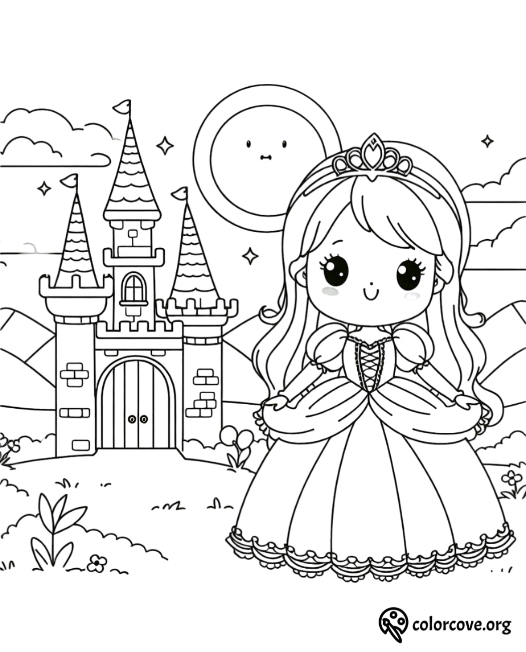 Cute Princess Coloring Pages Free Printable (16)