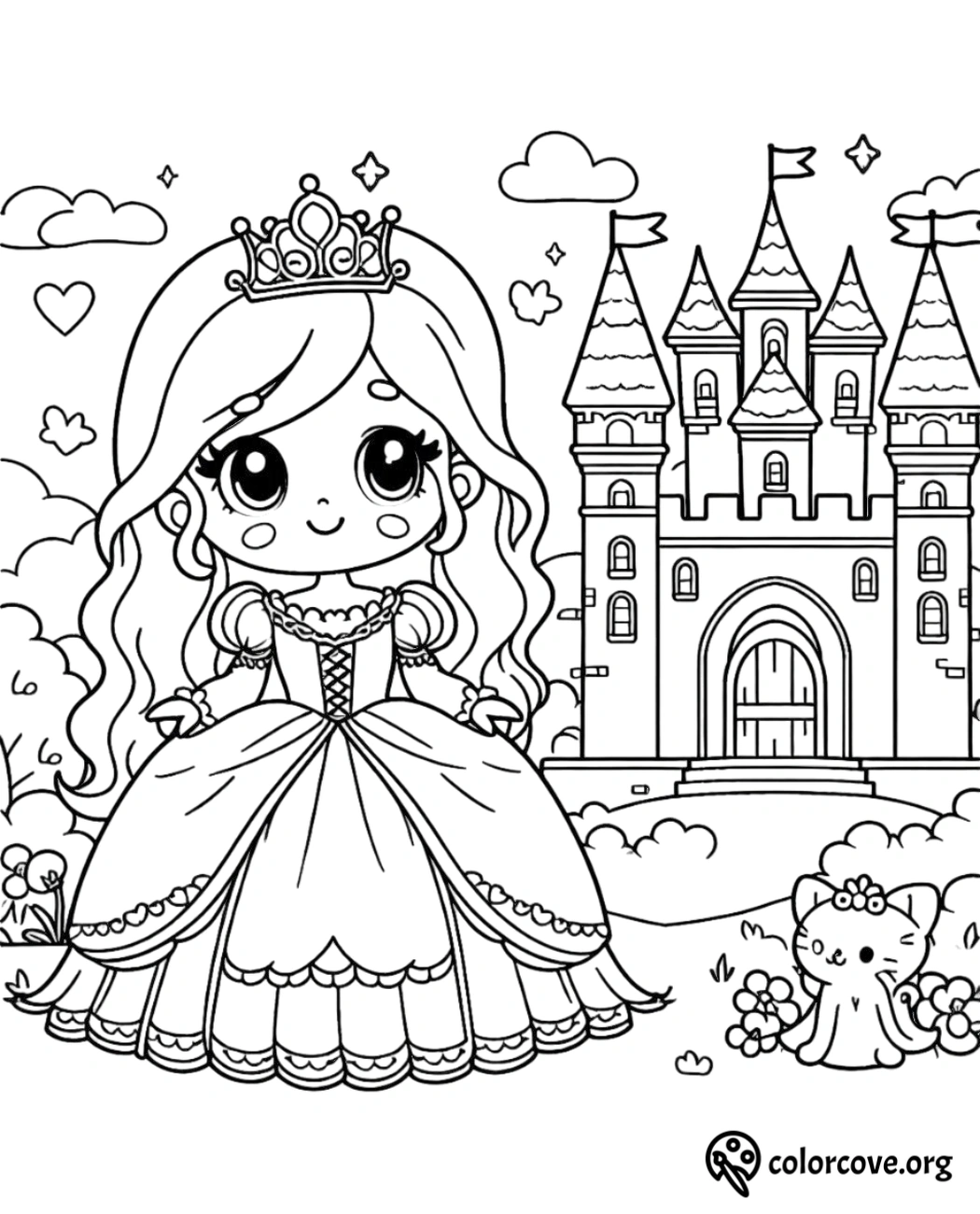 Cute Princess Coloring Pages Free Printable (18)