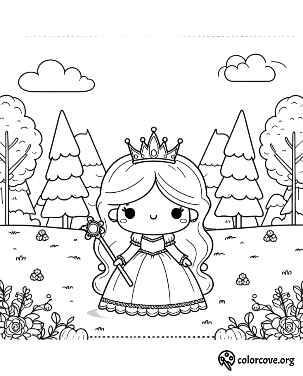 Cute Princess Coloring Pages Free Printable (9)