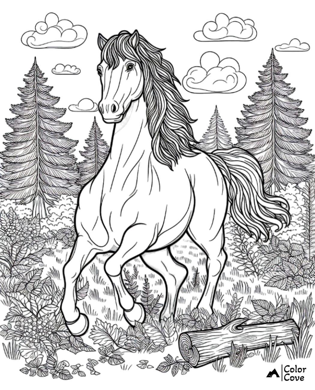 Realistic Horse Coloring Pages Free Printable (10)