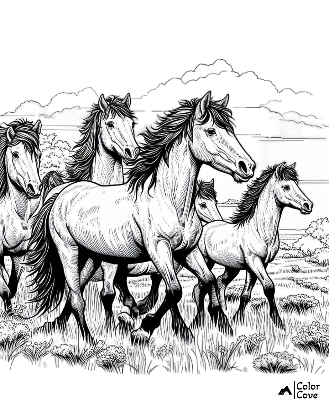 Realistic Horse Coloring Pages Free Printable (12)