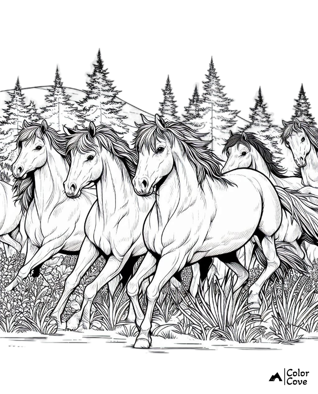 Realistic Horse Coloring Pages Free Printable (14)