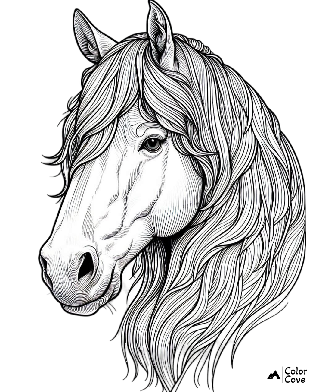 Realistic Horse Coloring Pages Free Printable (2)