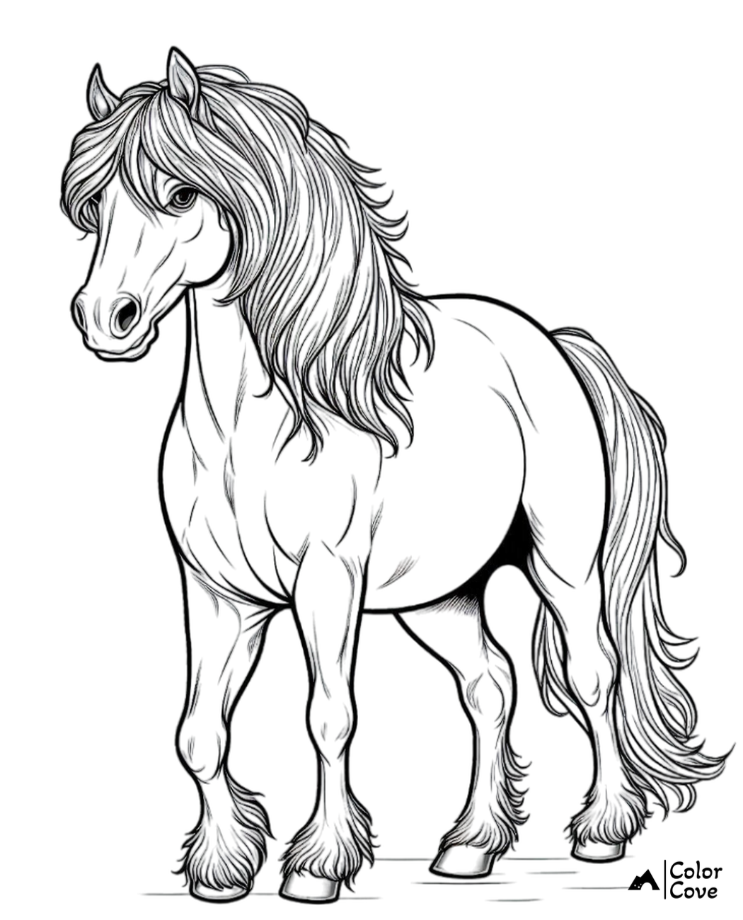 Realistic Horse Coloring Pages Free Printable (3)