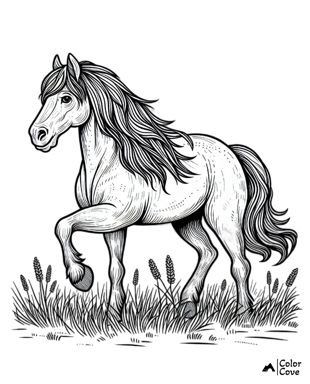 Realistic Horse Coloring Pages Free Printable (6)