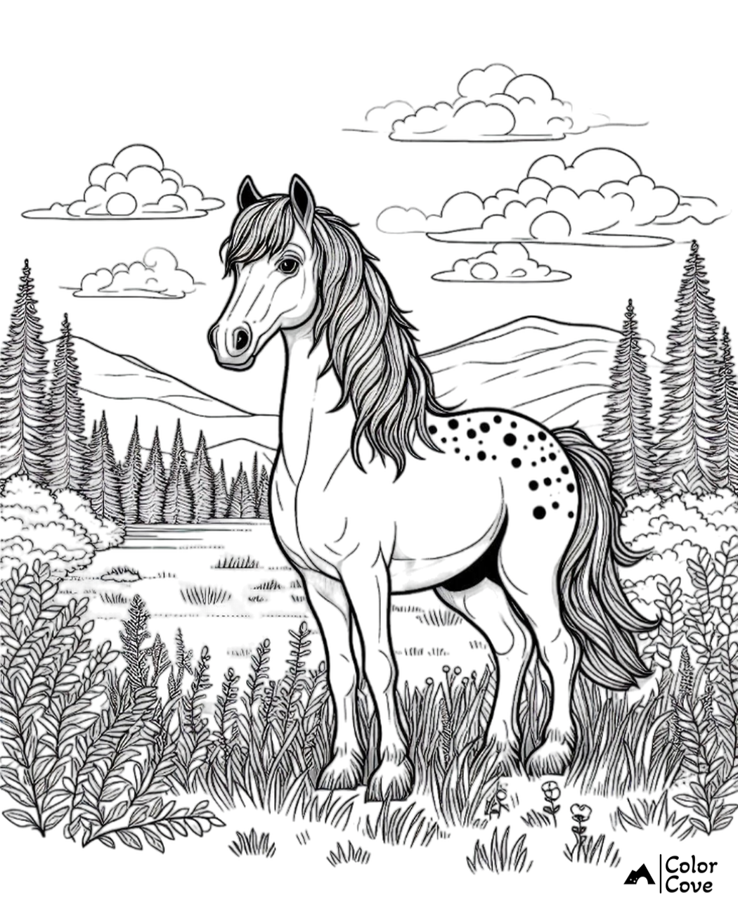 Realistic Horse Coloring Pages Free Printable (8)