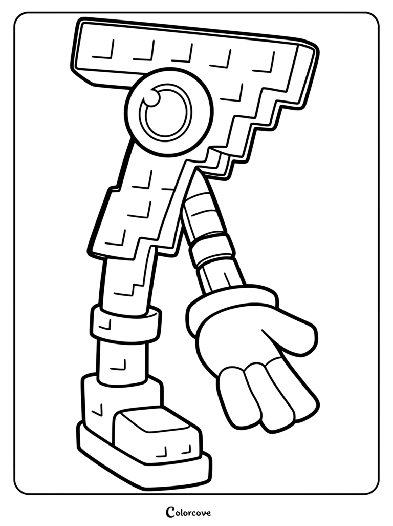 Coloriage d'un robot en blocs pour le Chiffres 6 et 7.