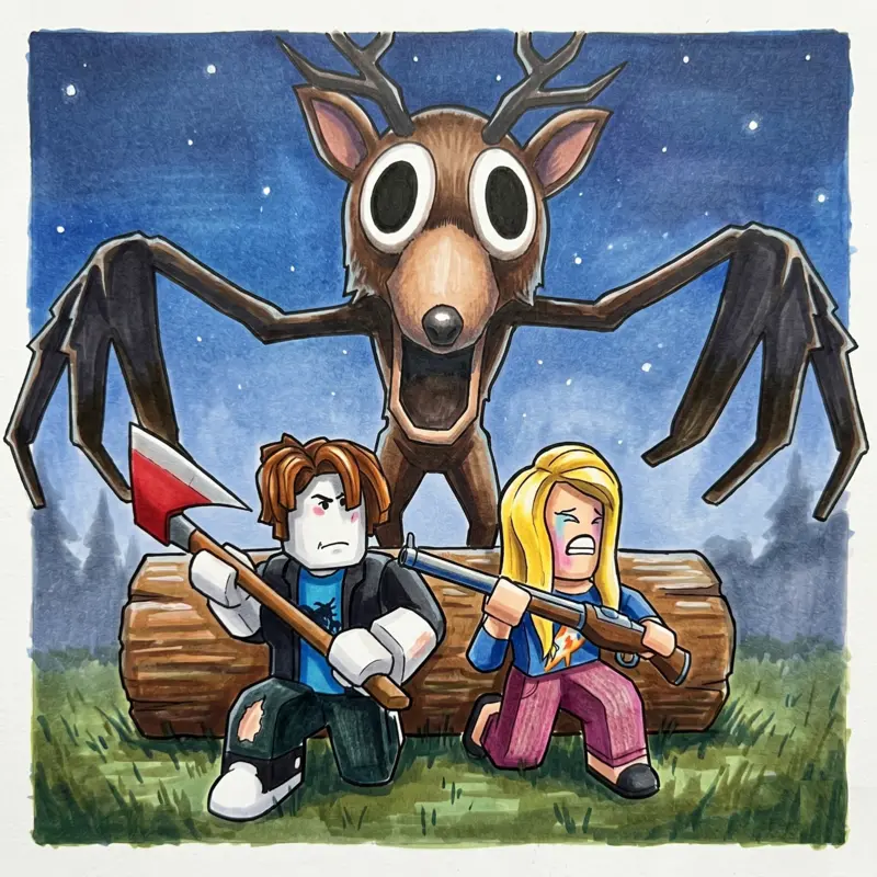 99 Nights In The Forest Coloring Pages: Roblox Survival
