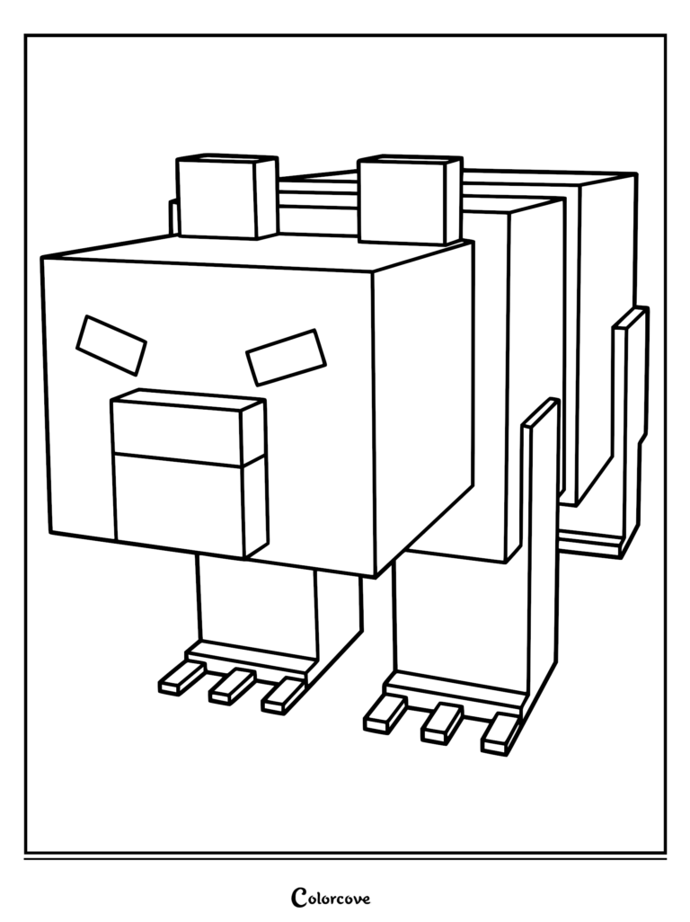 A blocky, pixelated Polar Bear from 99 Nights in the Forest in a printable coloring page style.