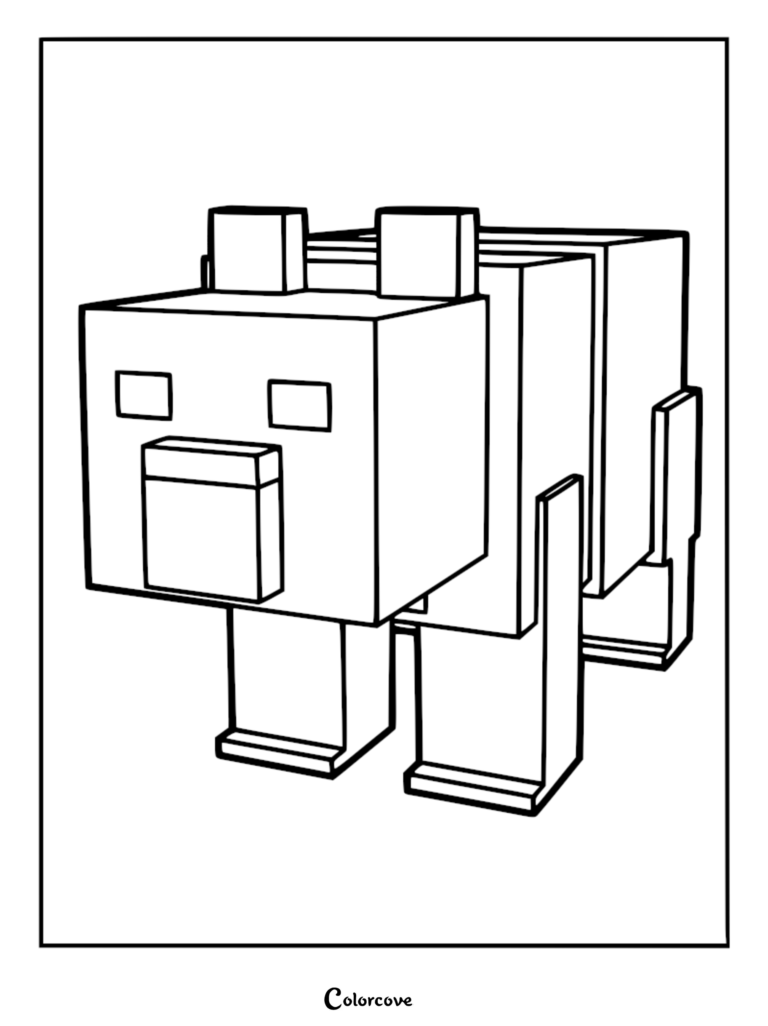 A blocky, pixel-style bear from 99 Nights in the Forest in a simple line art coloring page format.
