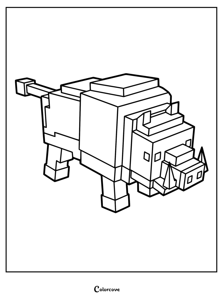 A blocky, voxel-style Boar character from 99 Nights in the Forest in a printable coloring page format.