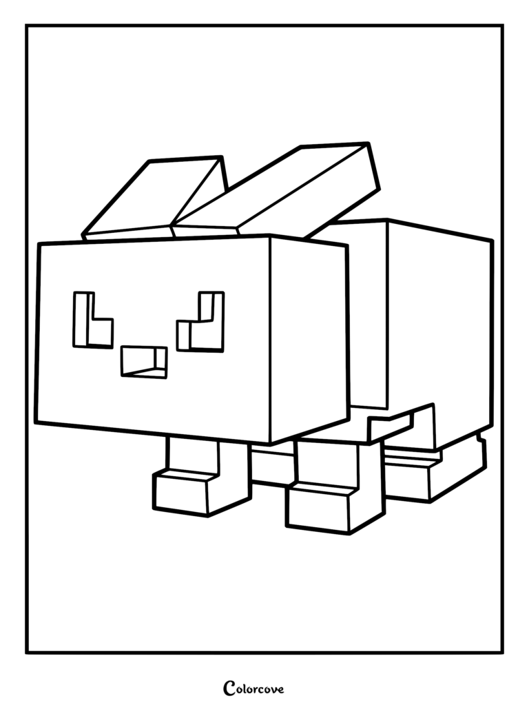 A blocky, pixelated Bunny from 99 Nights in the Forest in a simple line art coloring page style.