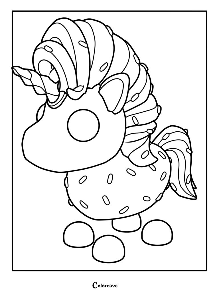 Página para colorear e imprimir de Candicorn de Adopt Me! con chispas de colores