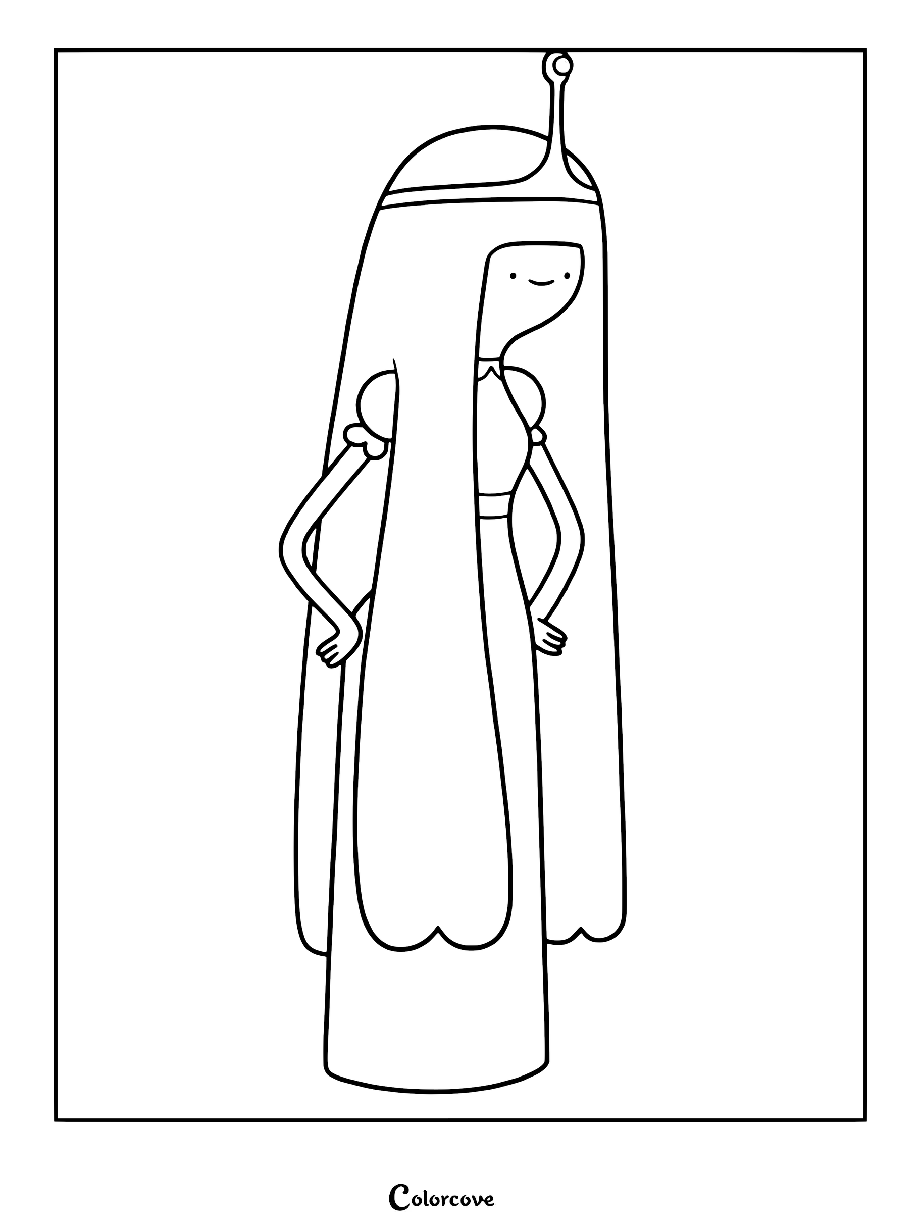 Simple Princess Bonnibel Bubblegum coloring page featuring her long hair and signature crown.