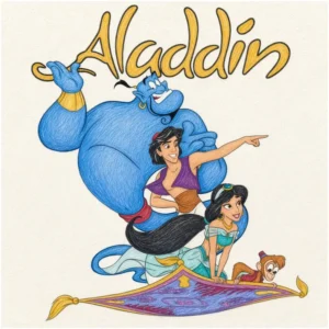 34 Aladdin Coloring Pages: Jasmine & Genie Fan Art