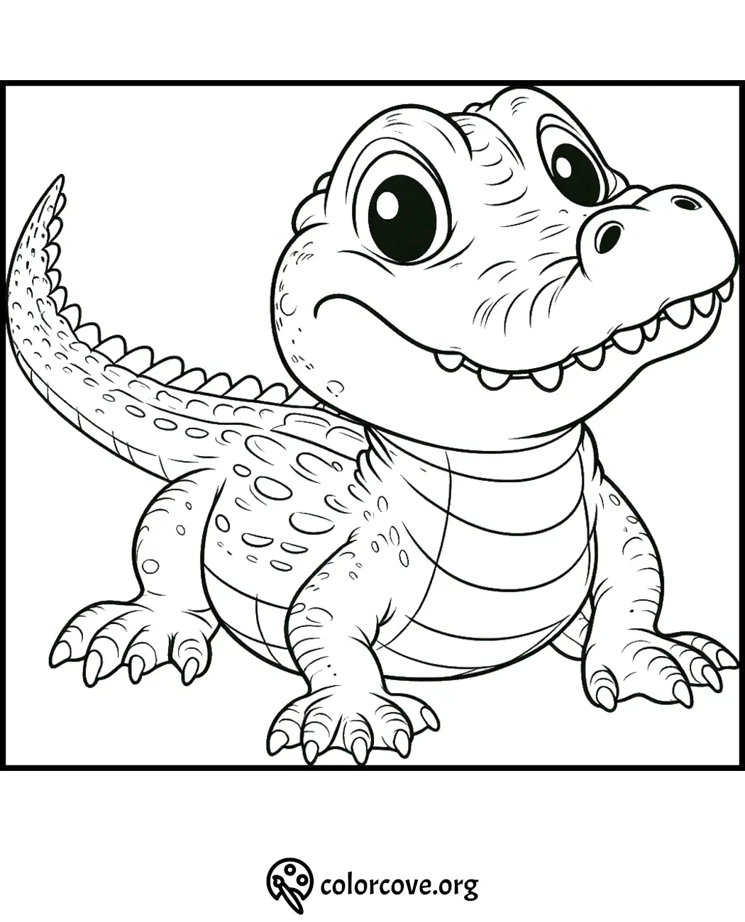 Cute baby dinosaur coloring page for kids, free printable illustration from colorcove.org. Fun dinosaur coloring activity.