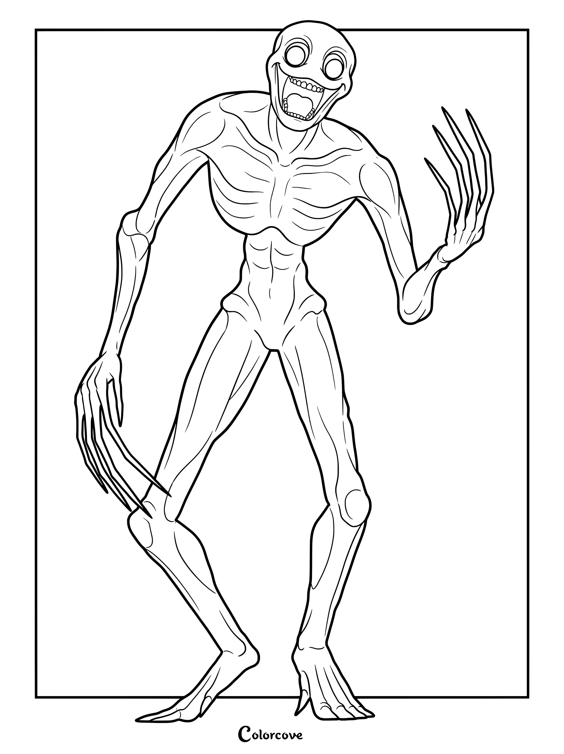 Coloriage à imprimer d'Elder Mimic, issu de la série d'Analog Horror Vita Carnis créée par Darian Quilloy.