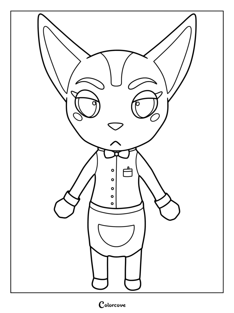 Barista character wearing an apron and bowtie ready for coloring.