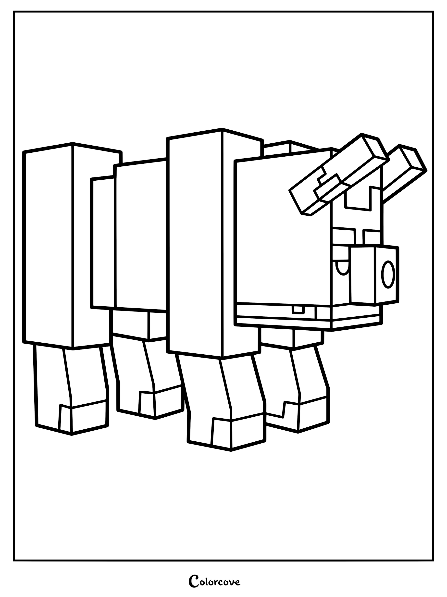 A printable coloring page featuring the blocky, medium sized Titan Ravager from Animator Vs. Animation with its signature horns and snout.
