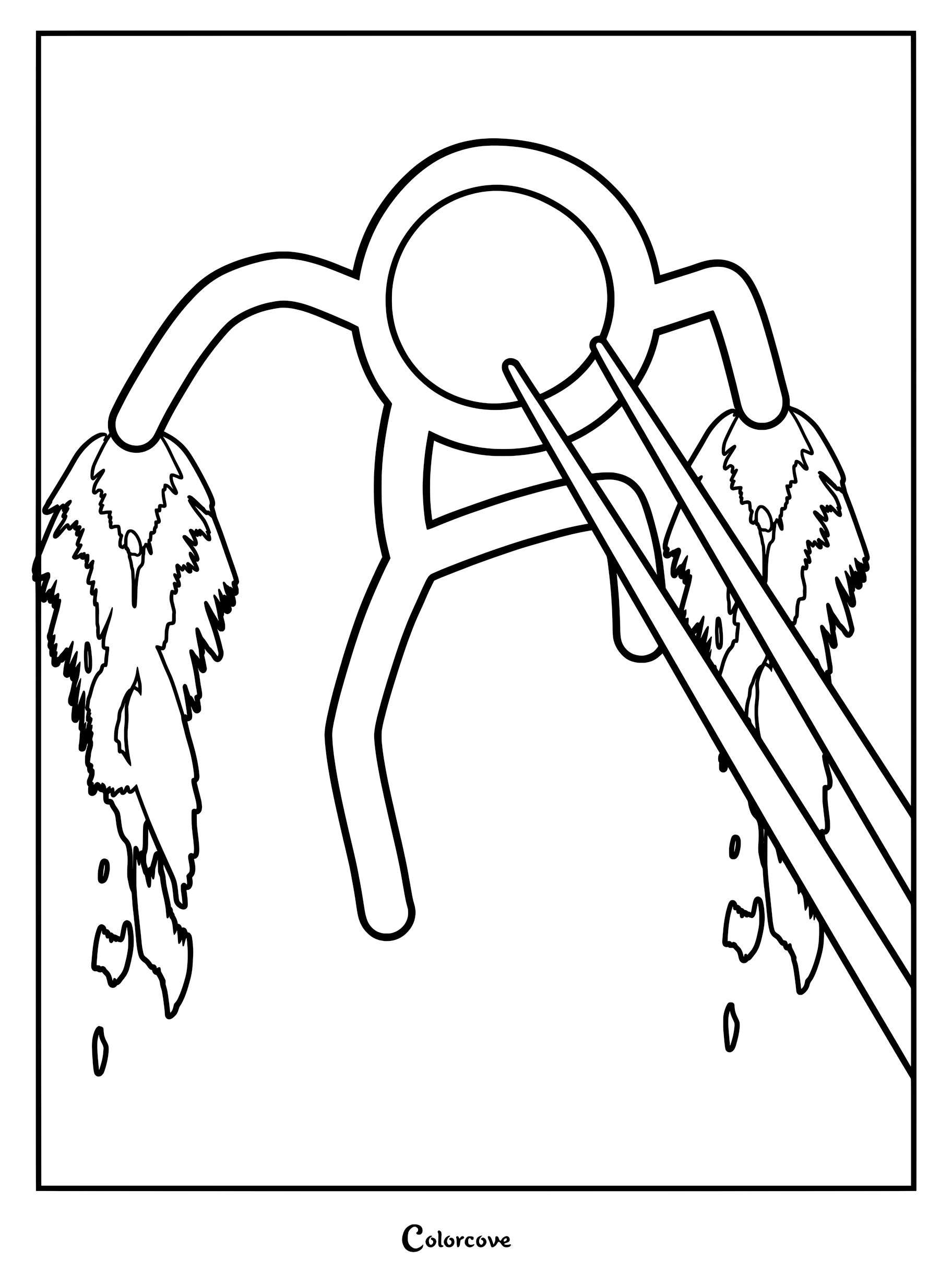 NO ONE, formerly known as The Chosen One, being held by chopsticks in this printable coloring page.