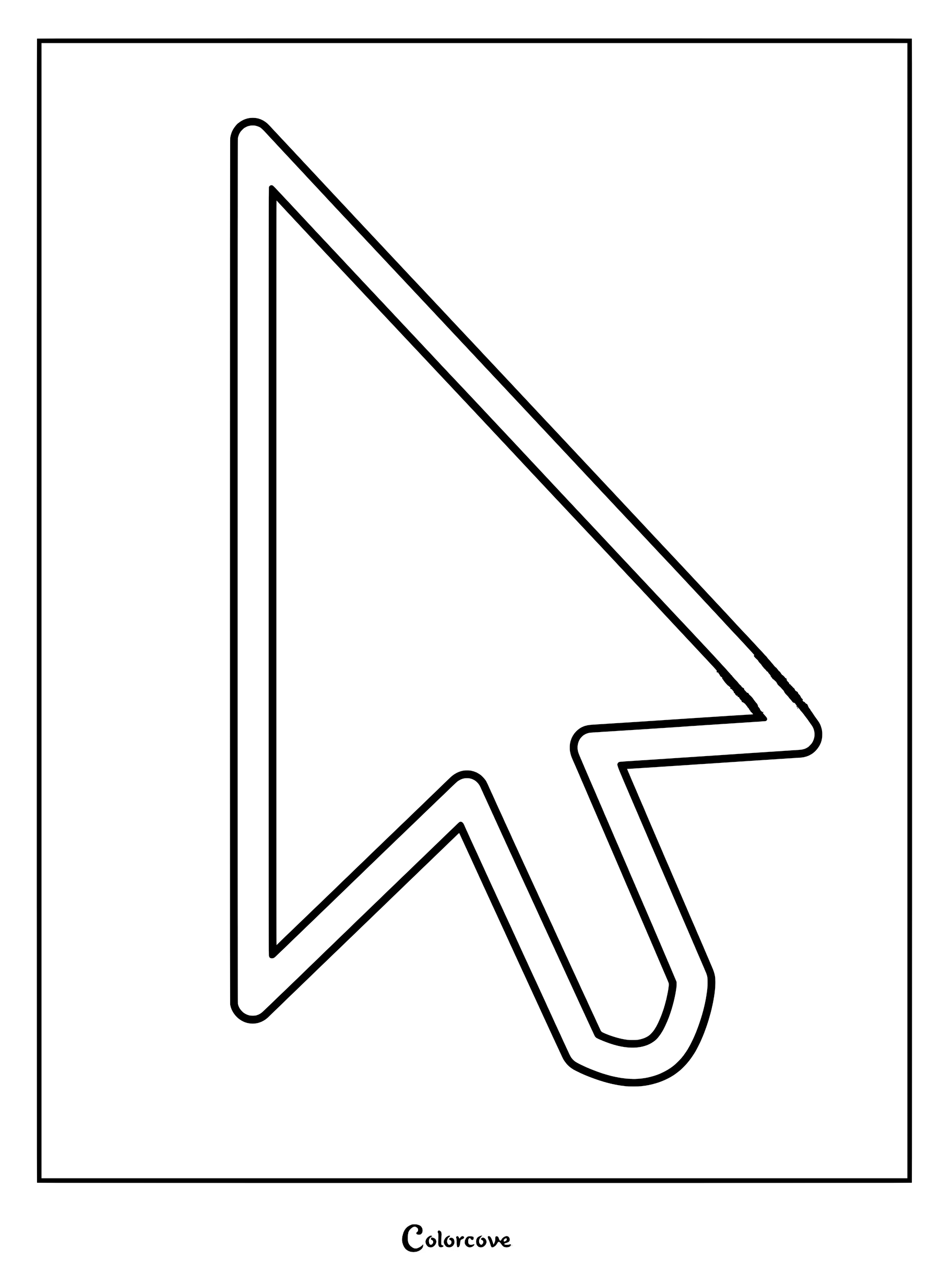 A simple black and white line art coloring page of the Noogai cursor from Animator Vs. Animation.
