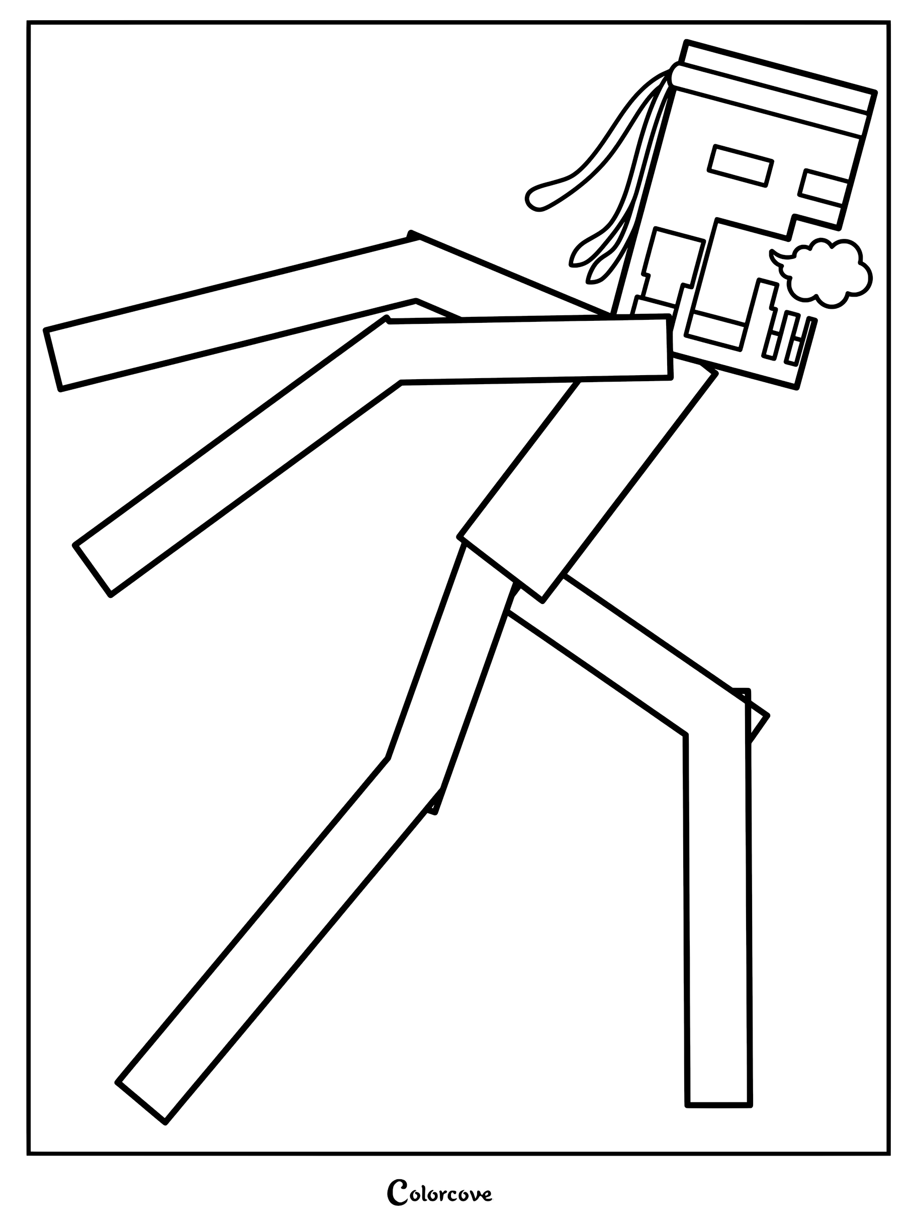 Endie from Animator Vs. Animation with a wide open mouth and particles in a printable coloring page format.