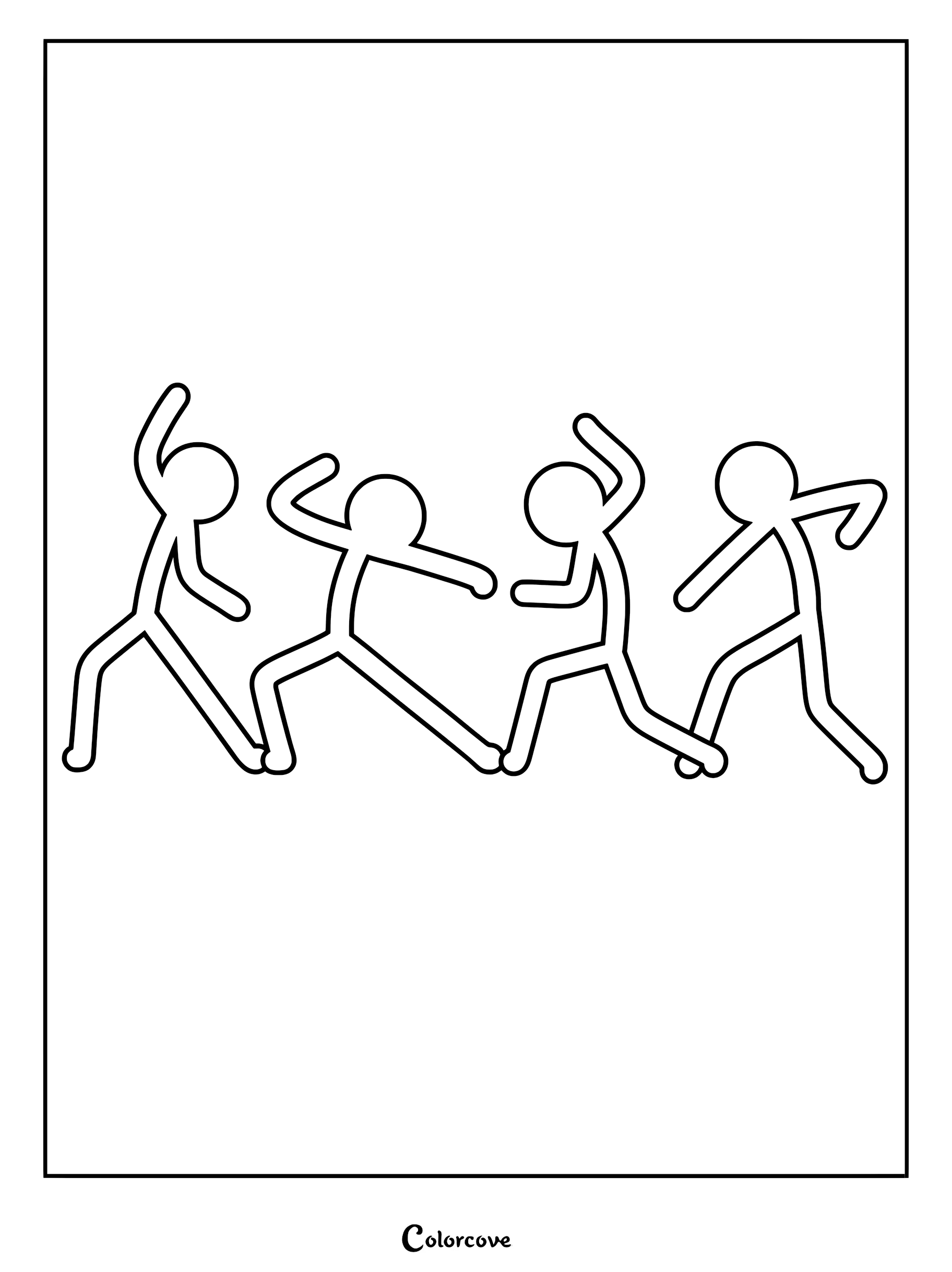 The Fighter Four, also known as the Colored Gang, in a dynamic battle pose on this printable coloring page.