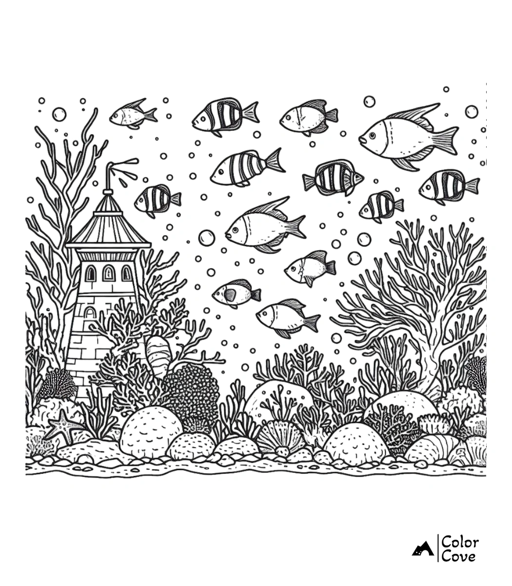 a coloring page of a sea life