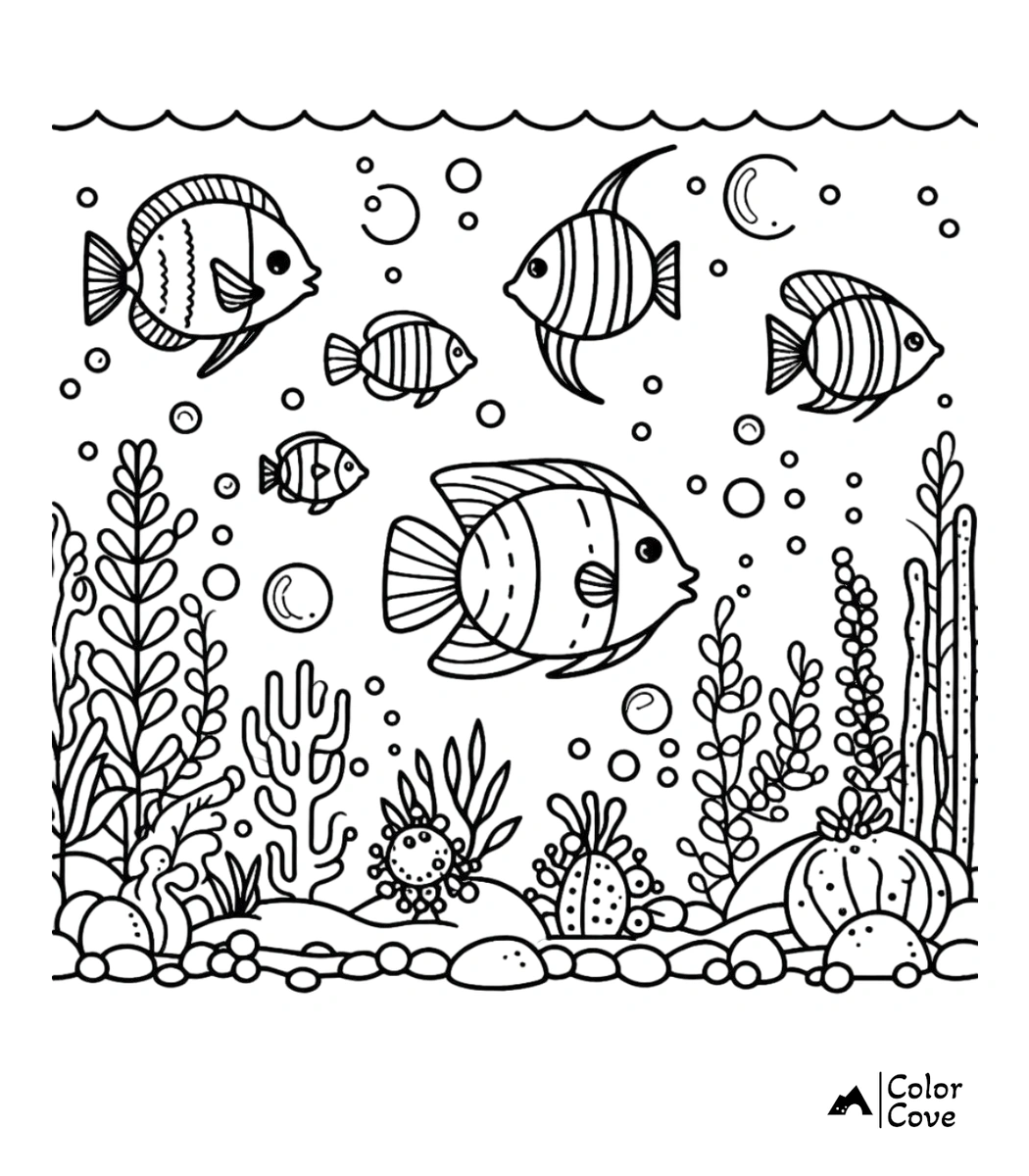 a coloring page of a fish