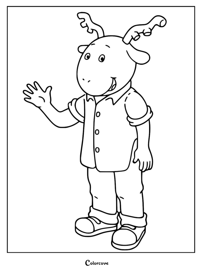 George Lundgren from Arthur waving his hand in this printable coloring page