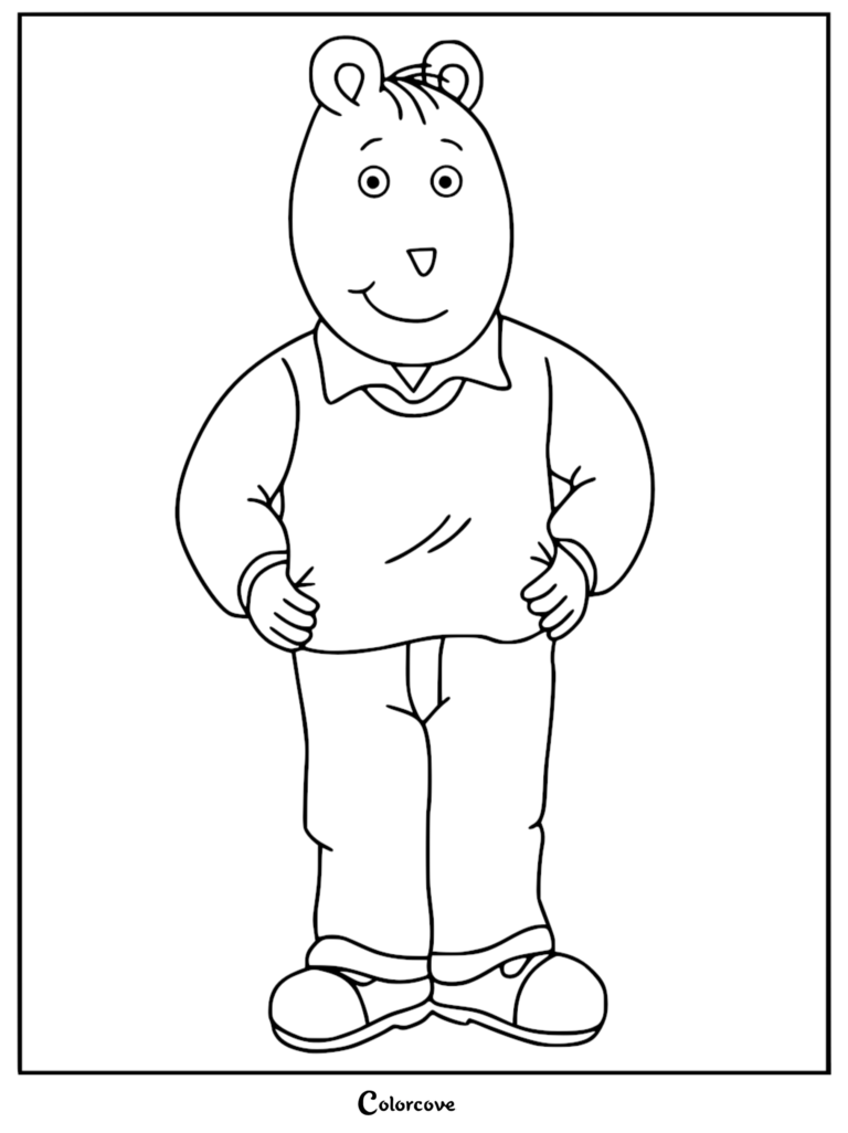 The Brain standing with hands on his hips in this printable coloring page.
