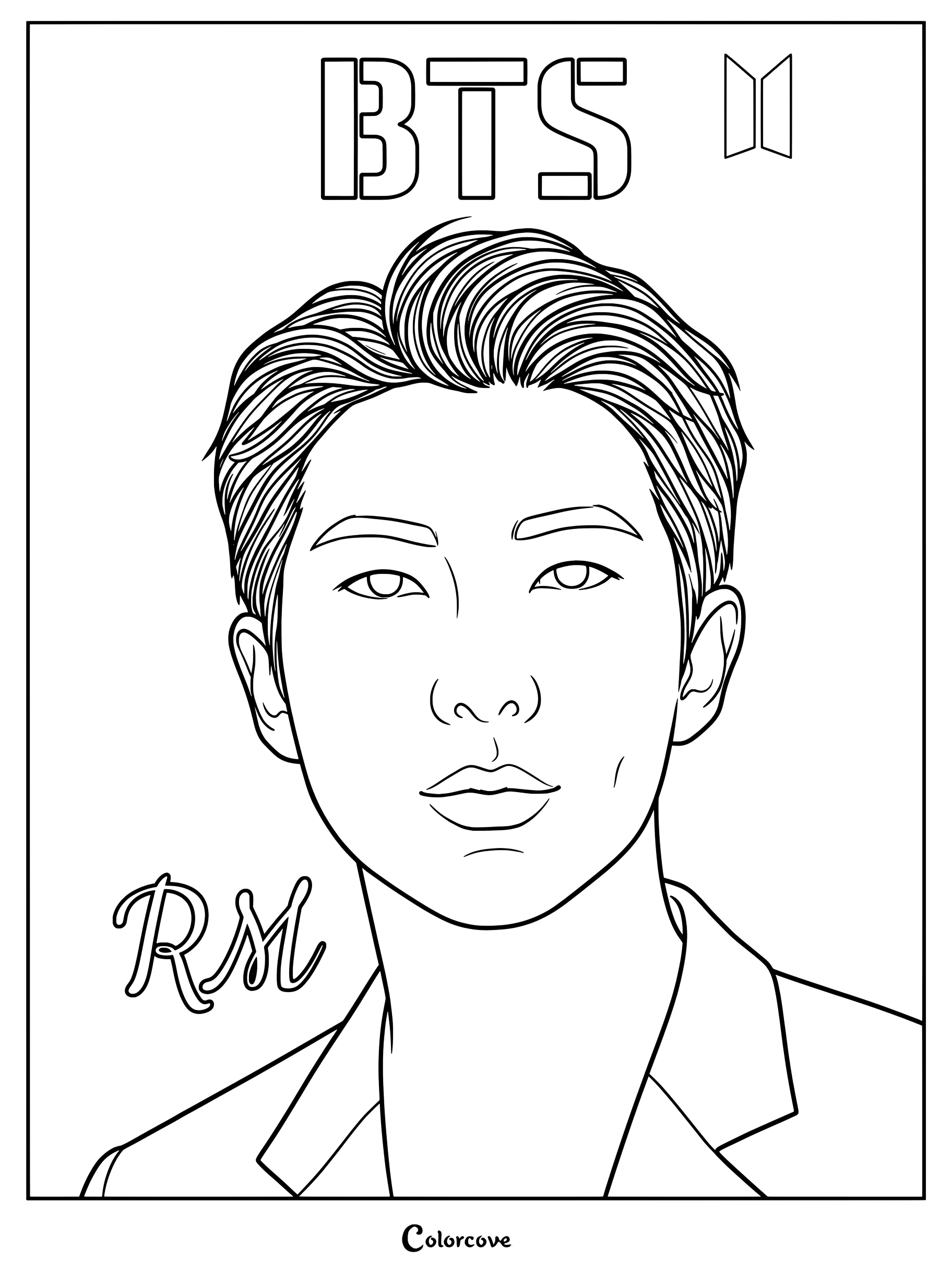 Coloriage du portrait de RM avec les éléments visuels de BTS.