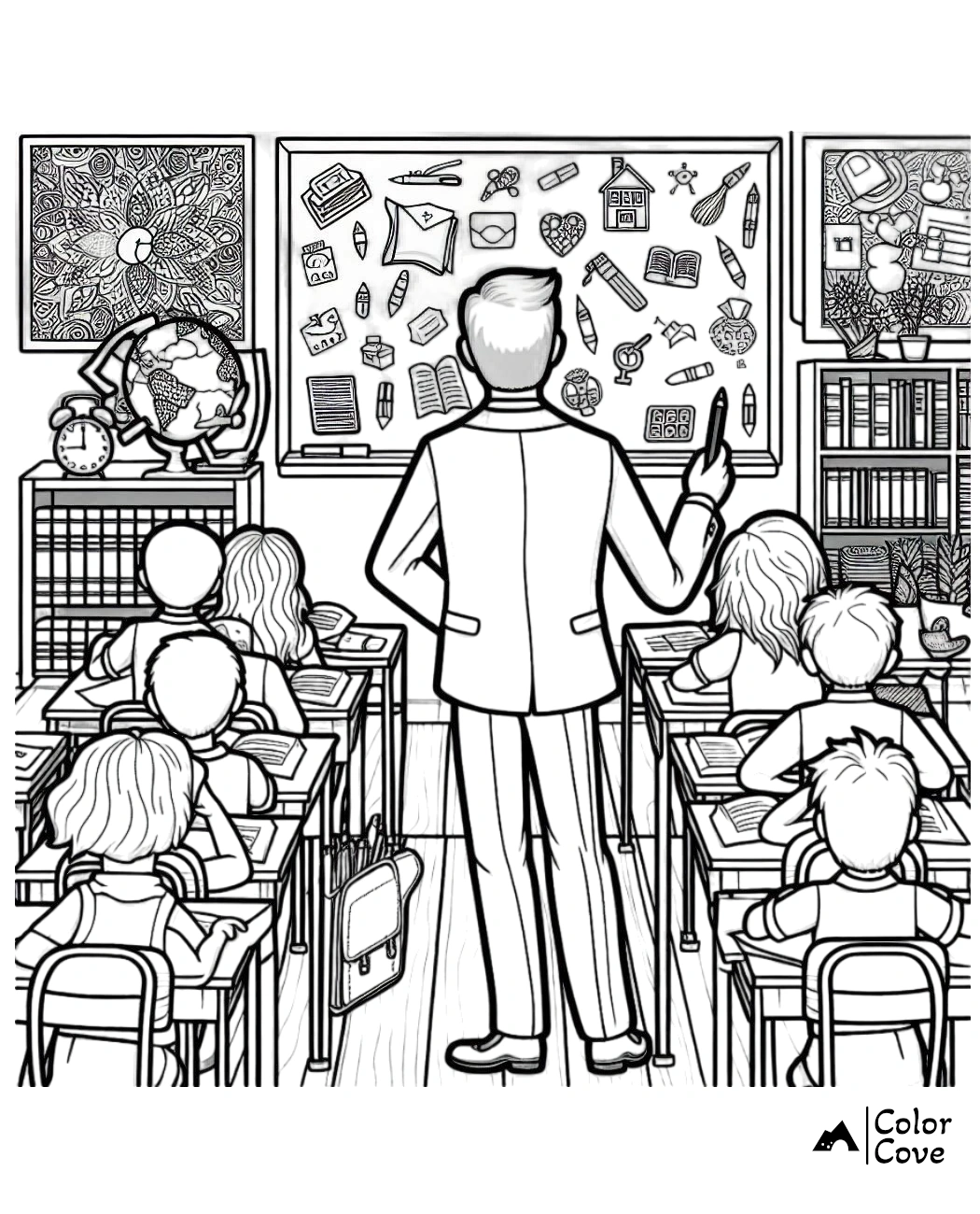 a man standing in front of a classroom with a group of kids