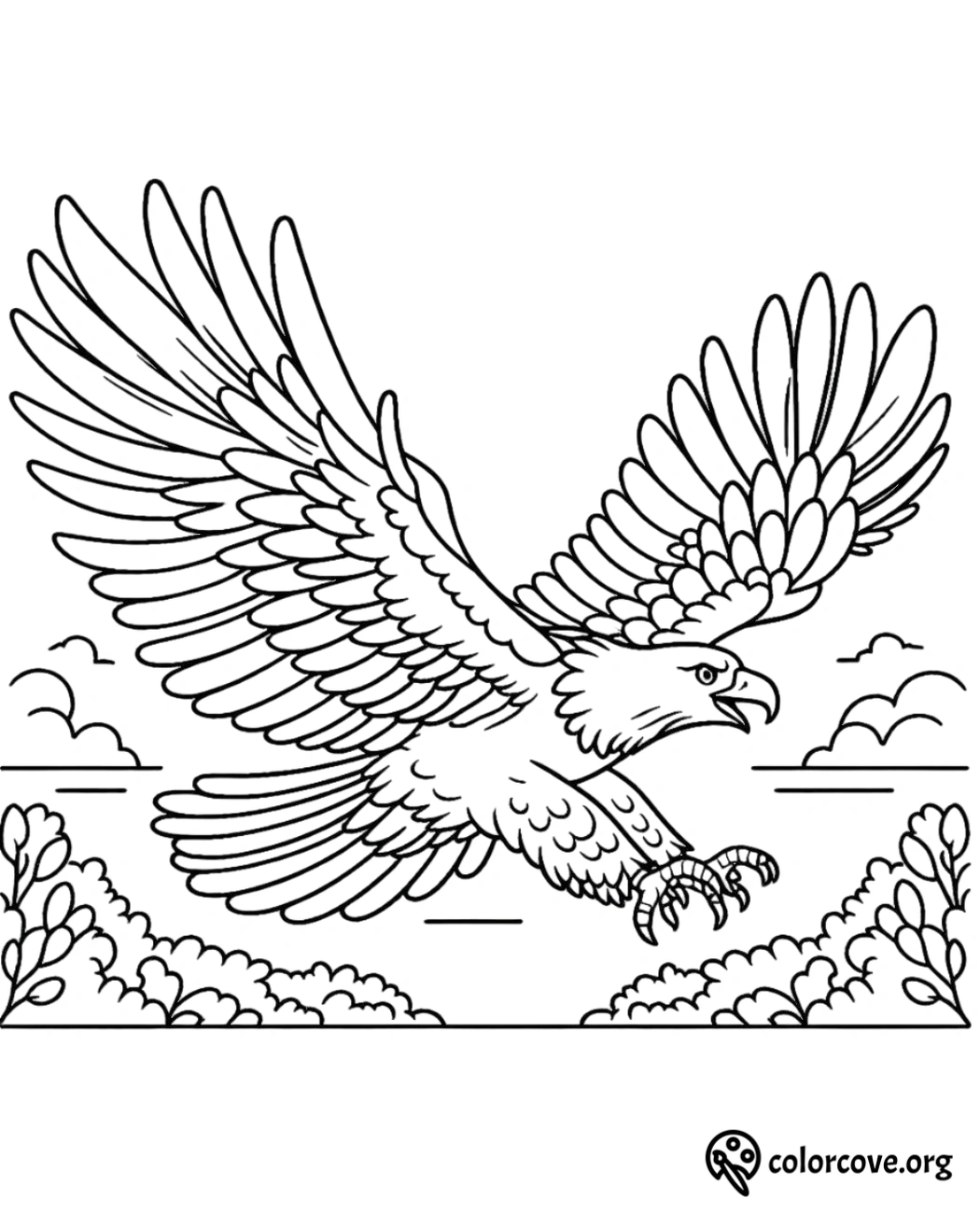 a drawing of an eagle flying