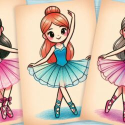 Three adorable ballerinas in colorful tutus ready to be colored on a kids' ballet-themed coloring page.