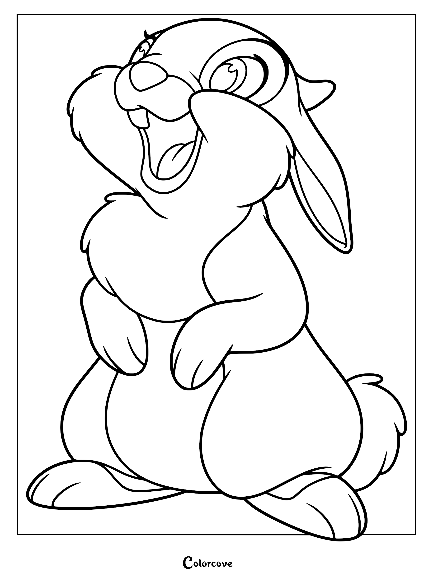 Thumper laughing with his mouth wide open in this printable coloring page.