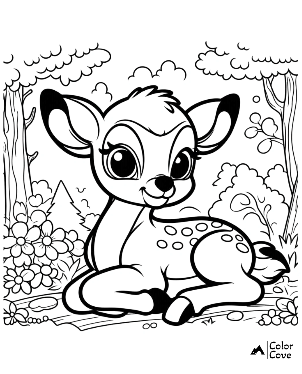 Bambi Coloring Pages Free Printable Sheet (12)