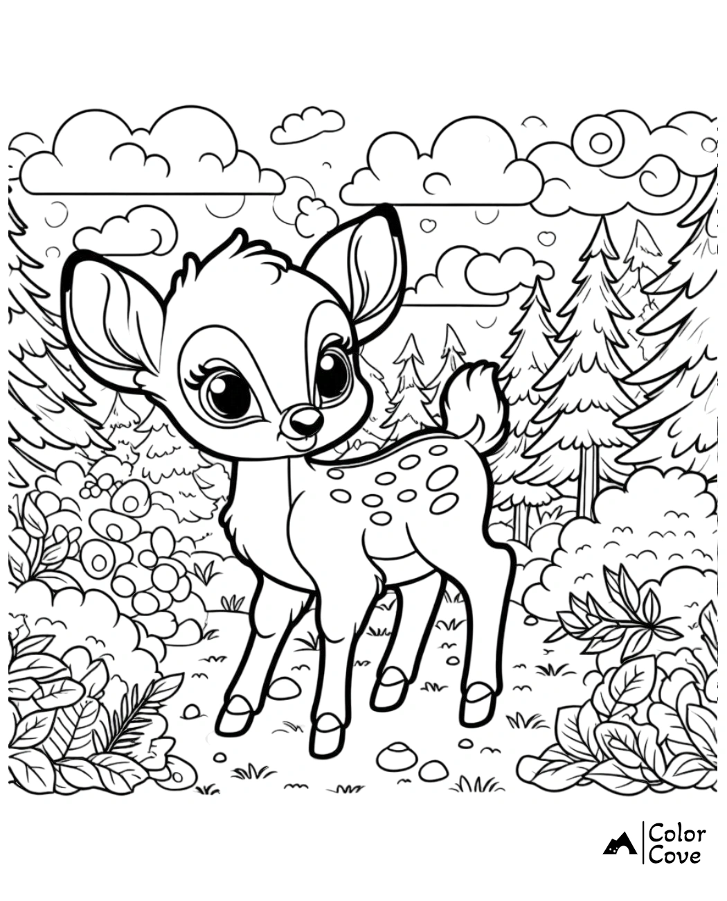 Bambi Coloring Pages Free Printable Sheet (3)