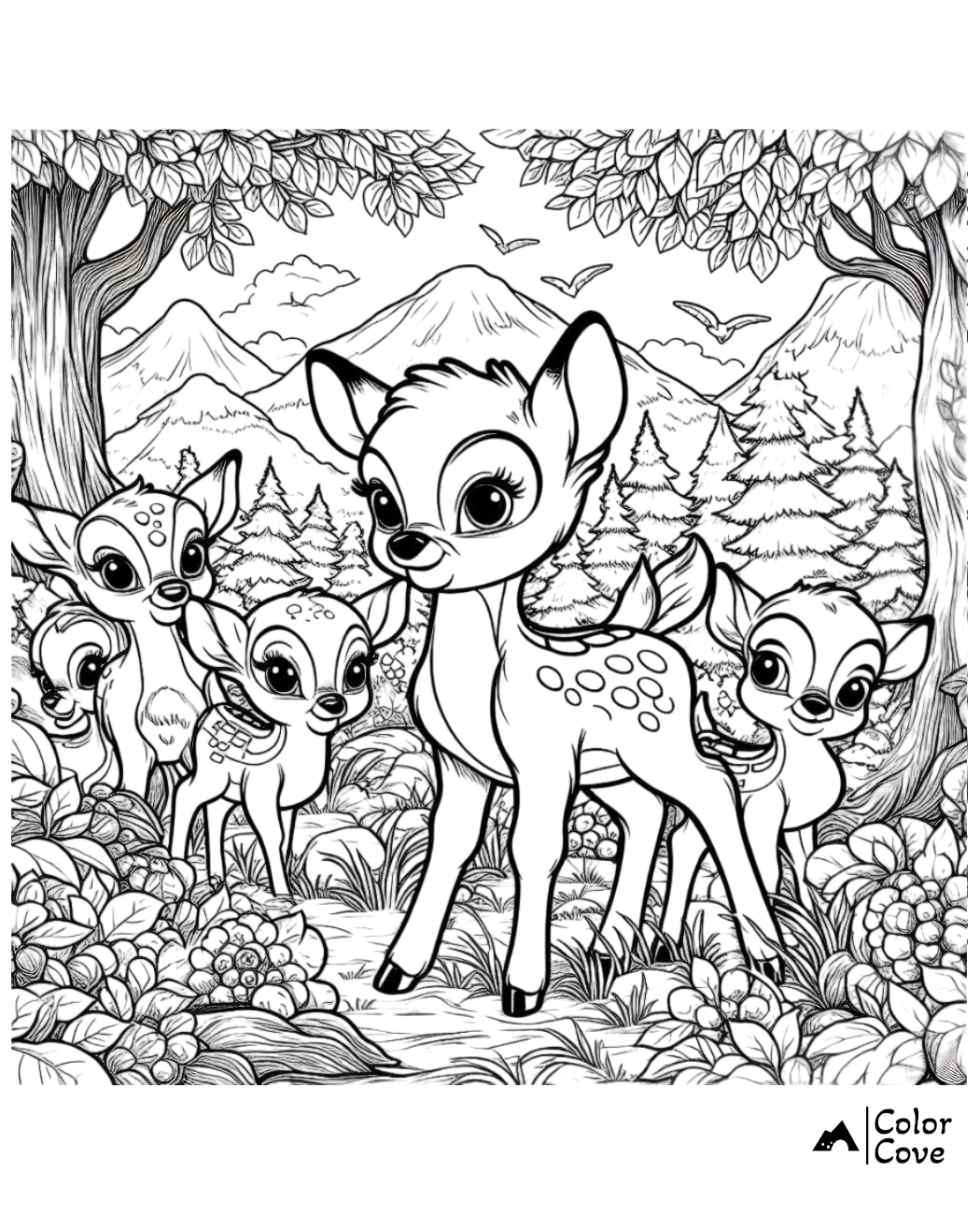 Bambi Coloring Pages Free Printable Sheet (4)