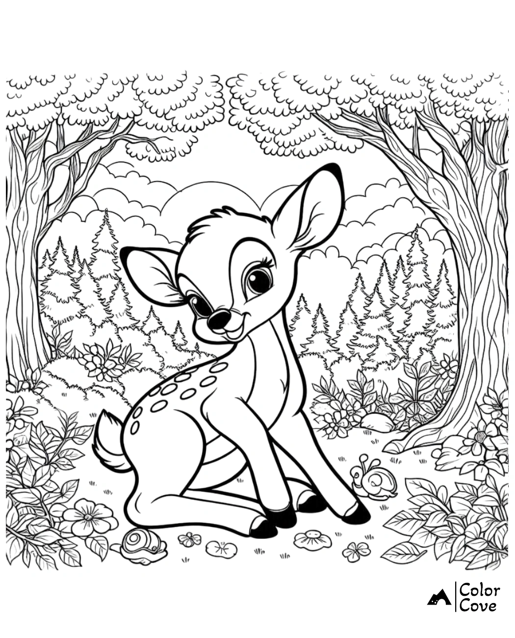 Bambi Coloring Pages Free Printable Sheet (5)