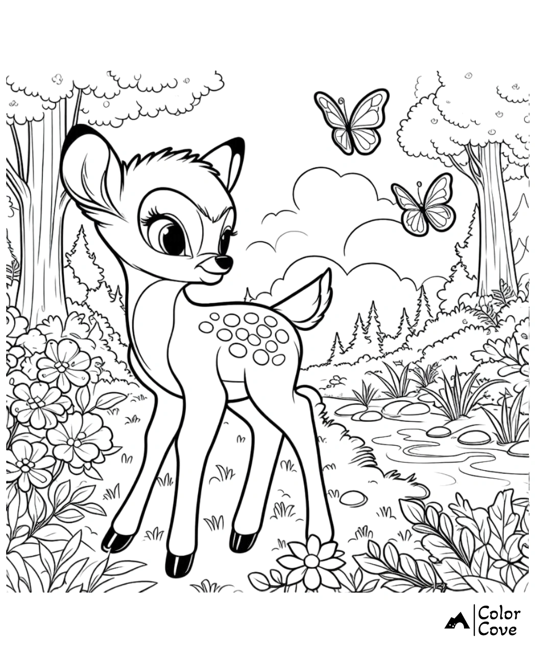 Bambi Coloring Pages Free Printable Sheet (6)