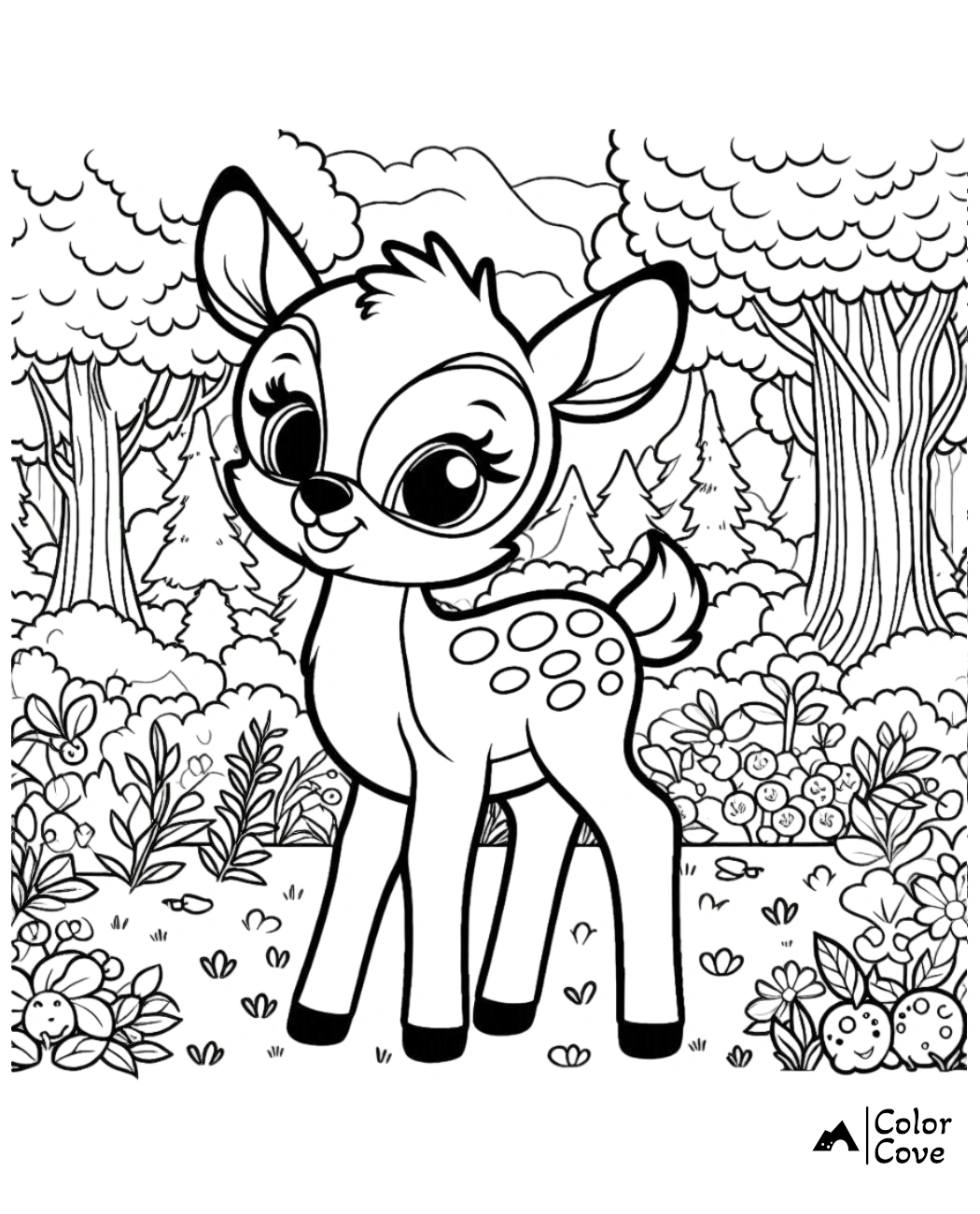 Bambi Coloring Pages Free Printable Sheet (7)