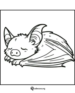 Cute Sleeping Bat Coloring Page - Free Printable for Kids