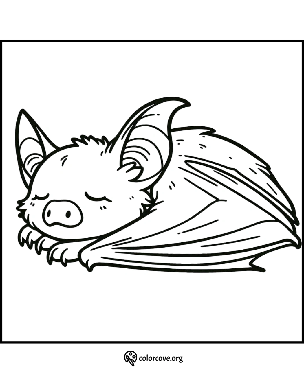 Cute Sleeping Bat Coloring Page - Free Printable for Kids