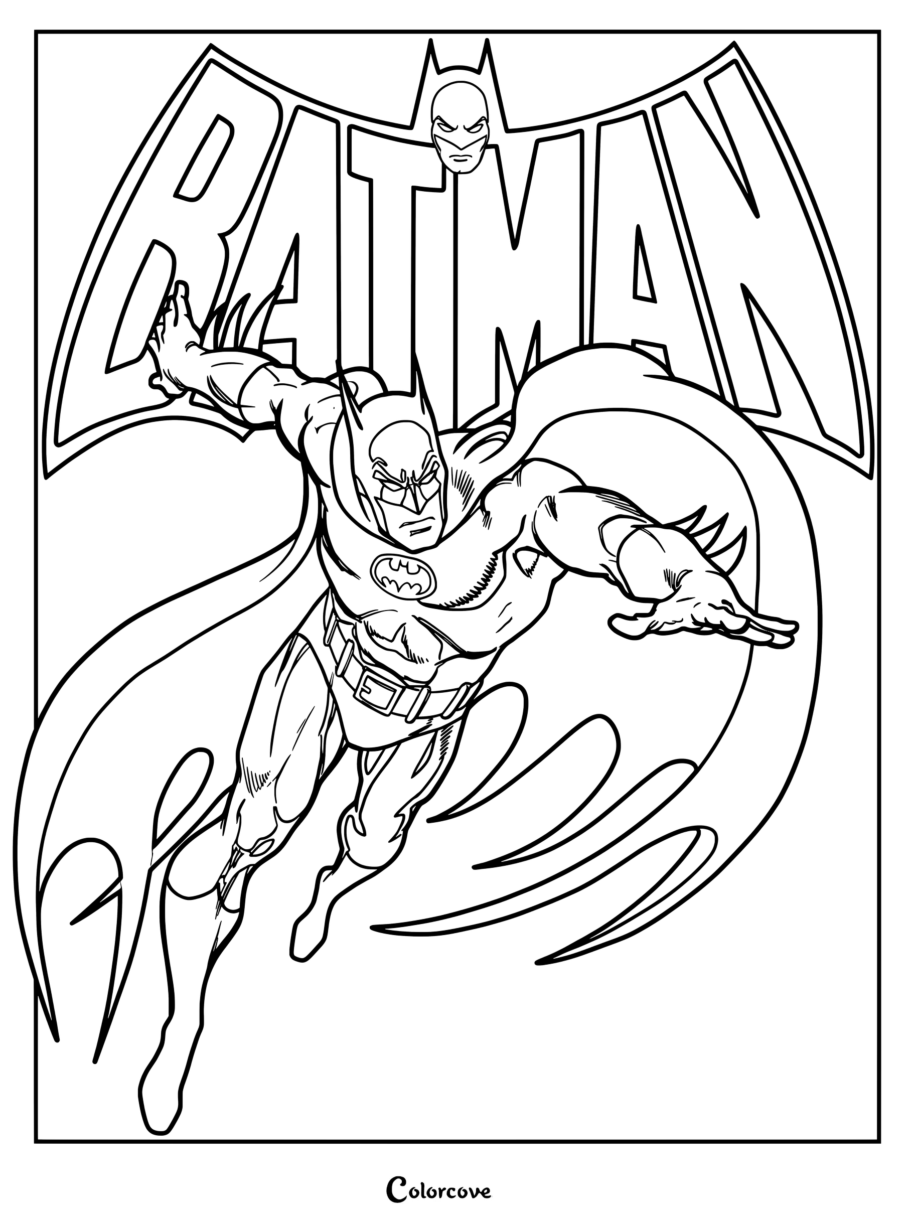 Coloriage à imprimer présentant les illustrations classiques de l'Âge de Bronze de Batman conçues par le célèbre artiste de bande dessinée José Luis García-López.