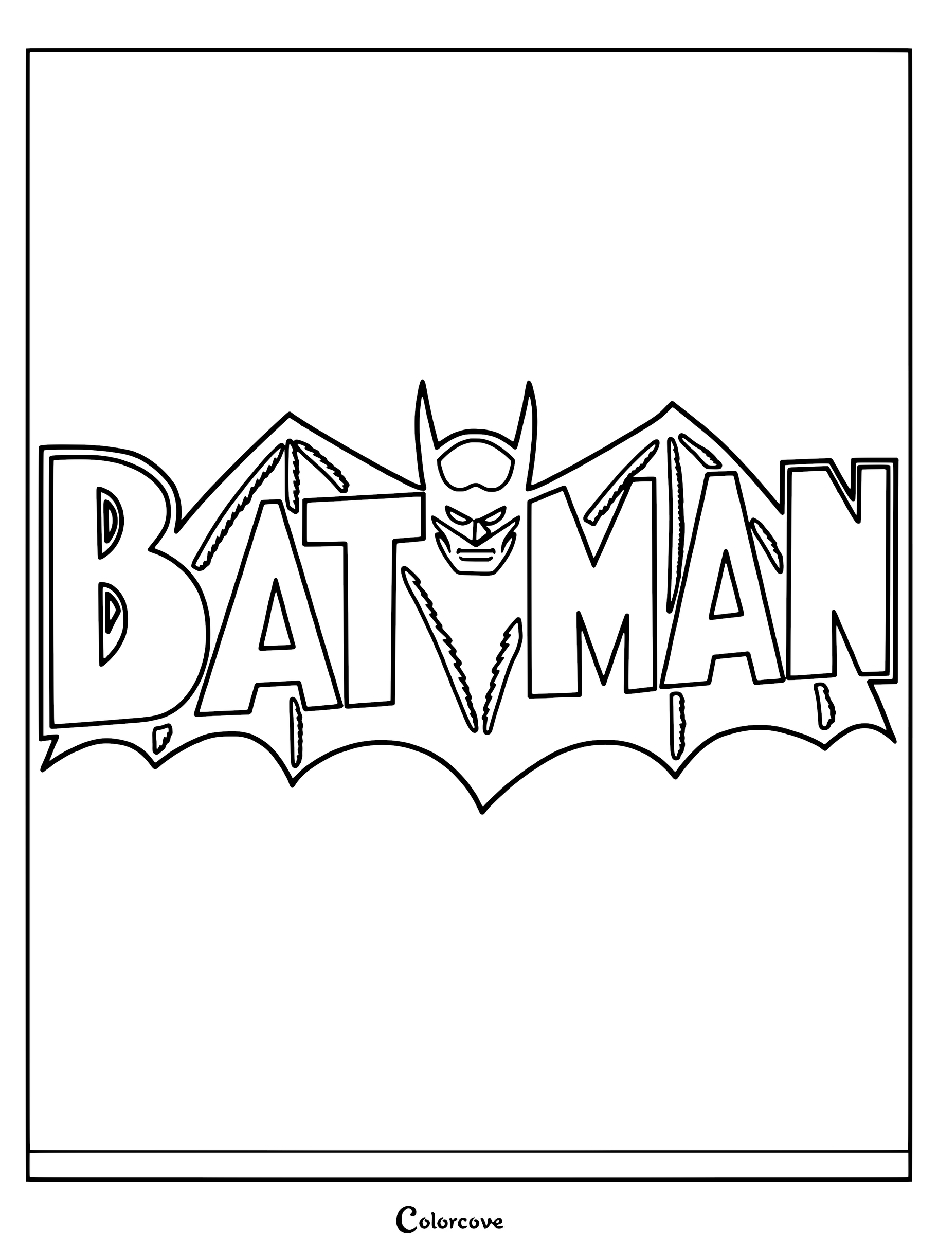 Coloriage du logo vintage de Batman pour enfants avec le symbole emblématique