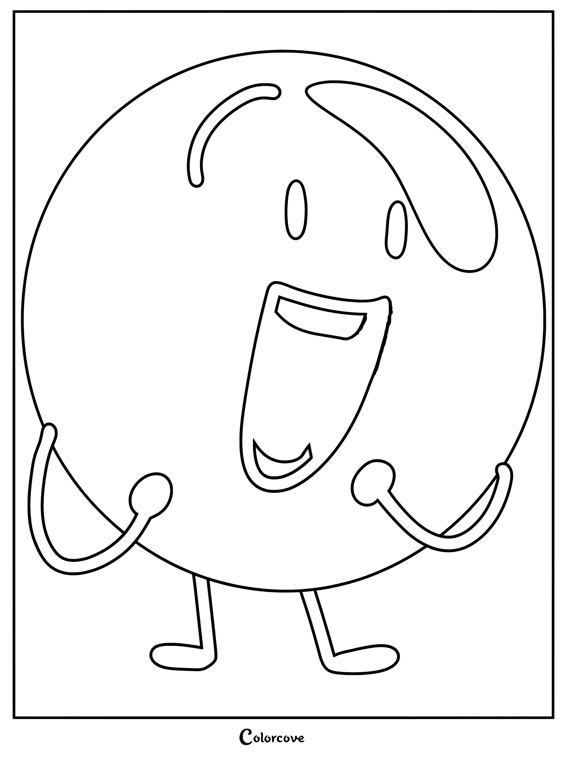 Bubble from Battle For Dream Island with a wide happy smile, printable coloring page.
